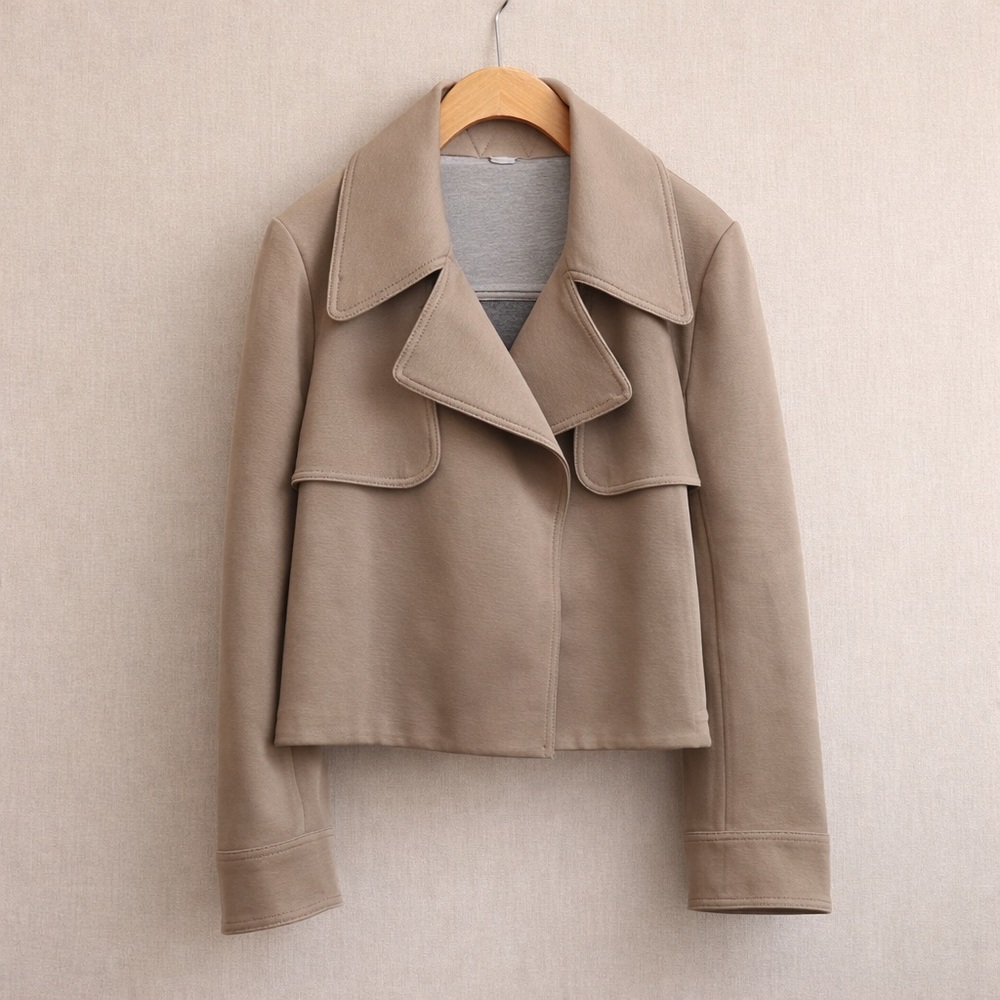 Kit and Ace Taupe Cropped Bomber Style Jacket